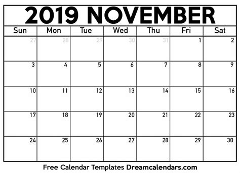 Free Printable Calendar November